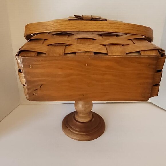 A Vtg. Decoupage Original Floral Weaved Wooden Bag Purse 8 1/2"×11"×4 Basket - Picture 4 of 6